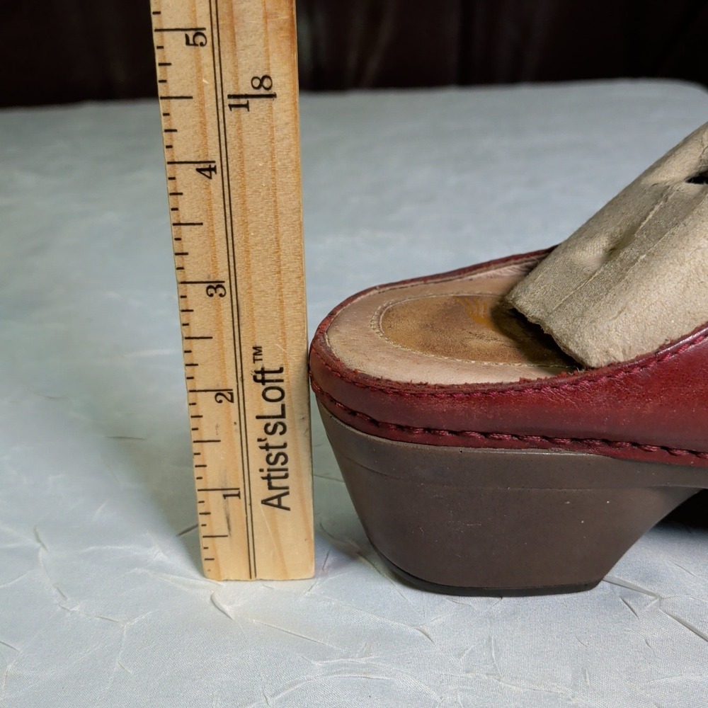 Dansko Mary Jane Clogs Womens Size US 6.5 EU 37 Burgundy Red Leather Shoes Boho - Picture 6 of 8